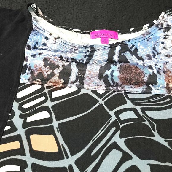 Max & Rina Womens Tunic Multi Color Size Large Polyester Blend Stretch Zipper - Picture 9 of 12